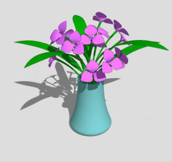 蓝绿色花瓶花卉盆栽SU模型下载_sketchup草图大师SKP模型