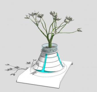 现代创意花卉盆栽SU模型下载_sketchup草图大师SKP模型