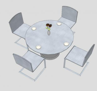 餐桌摆件花卉花瓶SU模型下载_sketchup草图大师SKP模型