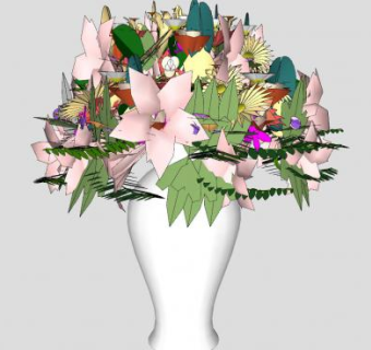 多种鲜花花卉盆栽SU模型下载_sketchup草图大师SKP模型