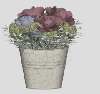 铁水桶花卉花盆SU模型下载_sketchup草图大师SKP模型