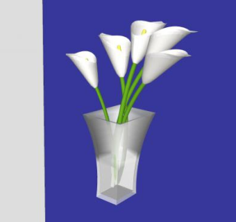 白色花卉花瓶SU模型下载_sketchup草图大师SKP模型