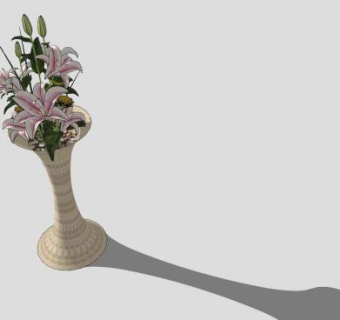 欧式陶瓷花瓶花束SU模型下载_sketchup草图大师SKP模型