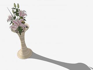 欧式陶瓷花瓶花束SU模型下载_sketchup草图大师SKP模型