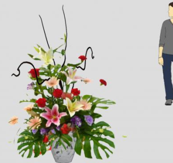 多束鲜花花盆SU模型下载_sketchup草图大师SKP模型