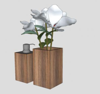 给皂器和鲜花花瓶SU模型下载_sketchup草图大师SKP模型