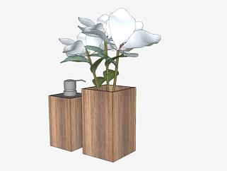 给皂器和鲜花花瓶SU模型下载_sketchup草图大师SKP模型