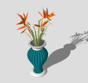 陶瓷花瓶花卉盆栽SU模型下载_sketchup草图大师SKP模型