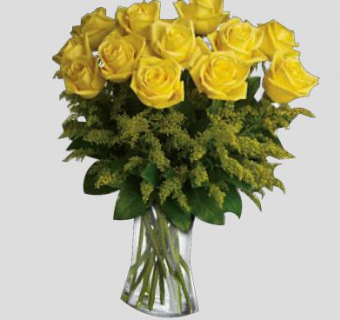 玻璃花瓶黄玫瑰花卉SU模型下载_sketchup草图大师SKP模型