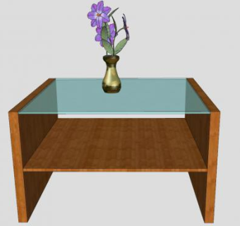 木玻璃桌上鲜花花瓶SU模型下载_sketchup草图大师SKP模型