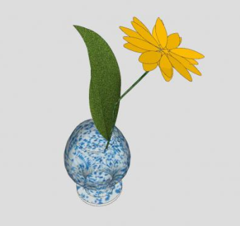 玻璃杯状花瓶鲜花SU模型下载_sketchup草图大师SKP模型