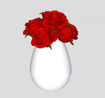简约花瓶玫瑰花卉SU模型下载_sketchup草图大师SKP模型