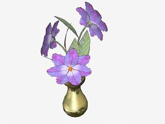 陶瓷花瓶<em>紫色</em>花卉SU模型下载_sketchup草图大师SKP模型