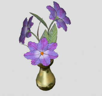 陶瓷花瓶紫色花卉SU模型下载_sketchup草图大师SKP模型