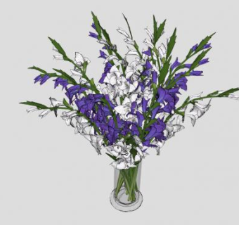 玻璃花瓶花束植物SU模型下载_sketchup草图大师SKP模型