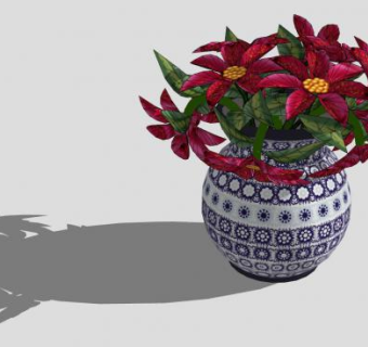 陶瓷花瓶花卉SU模型下载_sketchup草图大师SKP模型