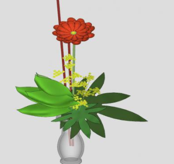 红星花插花花瓶SU模型下载_sketchup草图大师SKP模型