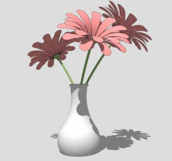 白瓷瓶花卉盆栽SU模型下载_sketchup草图大师SKP模型