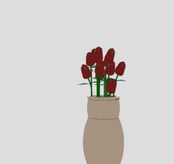 玫瑰和花瓶SU模型下载_sketchup草图大师SKP模型