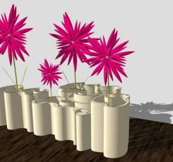 现代创意插画花瓶SU模型下载_sketchup草图大师SKP模型