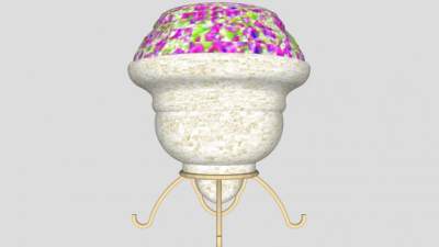 脚架砖石花盆盆栽SU模型下载_sketchup草图大师SKP模型