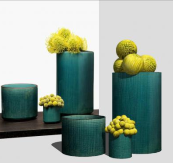 圆柱花盆花卉植物SU模型下载_sketchup草图大师SKP模型