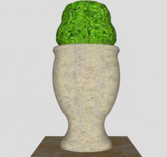 落地砖石盆栽SU模型下载_sketchup草图大师SKP模型