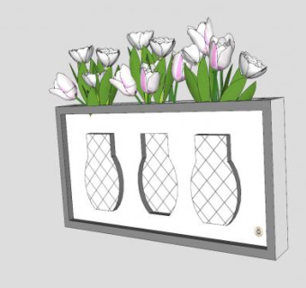 壁挂花盆插花盆栽SU模型下载_sketchup草图大师SKP模型