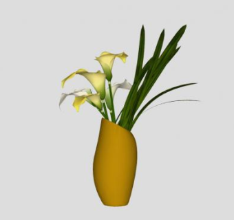 简约花卉花瓶陈设SU模型下载_sketchup草图大师SKP模型