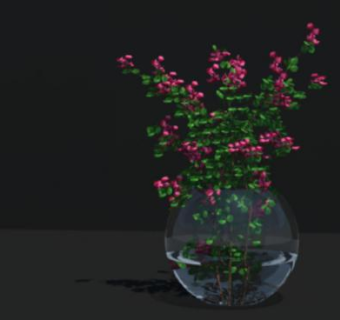 玻璃花瓶和秋海棠SU模型下载_sketchup草图大师SKP模型