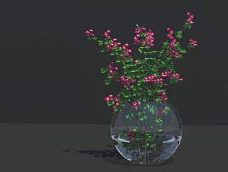 玻璃花瓶和秋海棠SU模型下载_sketchup草图大师SKP模型