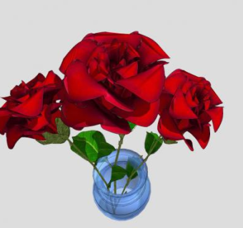 妖艳红玫瑰花瓶SU模型下载_sketchup草图大师SKP模型