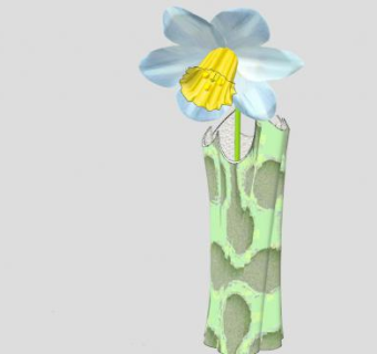 现代花瓶水仙花花卉SU模型下载_sketchup草图大师SKP模型