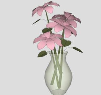 粉红花卉花瓶SU模型下载_sketchup草图大师SKP模型