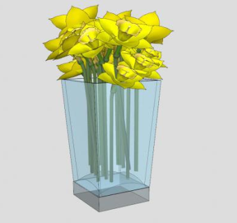 玻璃花瓶中的水仙花SU模型下载_sketchup草图大师SKP模型