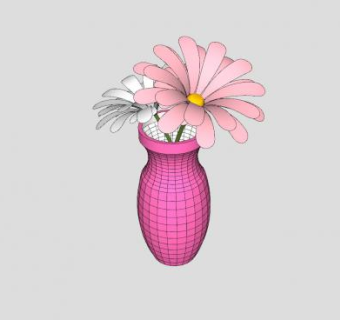 粉色花瓶花卉SU模型下载_sketchup草图大师SKP模型