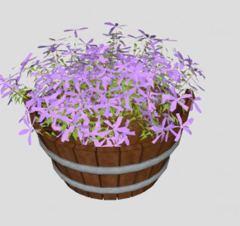 木金属花盆紫色花卉SU模型下载_sketchup草图大师SKP模型