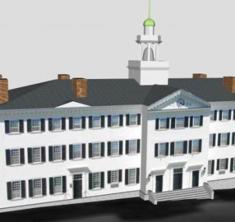 达特茅斯大厅建筑SU模型下载_sketchup草图大师SKP模型