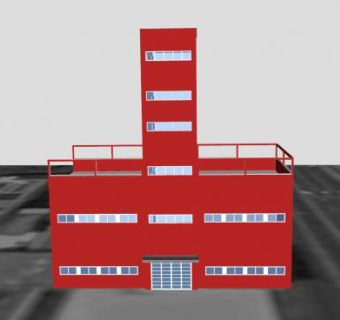 现代红色建筑户外SU模型下载_sketchup草图大师SKP模型