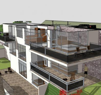 好莱坞景观楼梯SU模型下载_sketchup草图大师SKP模型