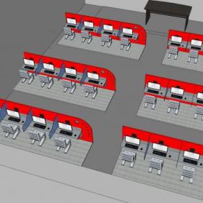 咖啡馆互联网网吧SU模型下载_sketchup草图大师SKP模型