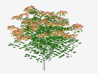 棕色花木植物SU模型下载_sketchup草图大师SKP模型