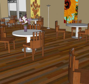 别墅餐厅装修SU模型下载_sketchup草图大师SKP模型