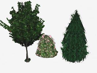 树林和玫瑰灌木SU模型下载_sketchup草图大师SKP模型