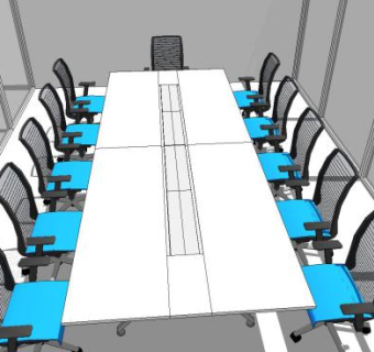 小型室内办公会议室SU模型下载_sketchup草图大师SKP模型