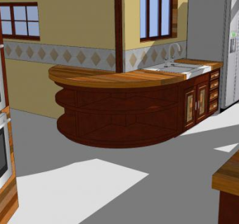 室内厨房装修SU模型下载_sketchup草图大师SKP模型