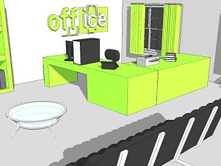 绿色办公室会议室SU模型下载_sketchup草图大师SKP模型