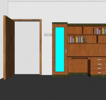 现代实木办公装修SU模型下载_sketchup草图大师SKP模型