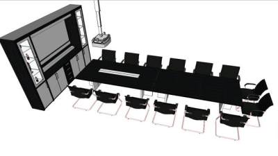 VIP会议室装修SU模型下载_sketchup草图大师SKP模型