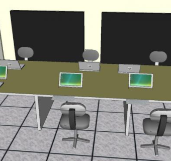 数据中心监控室SU模型下载_sketchup草图大师SKP模型